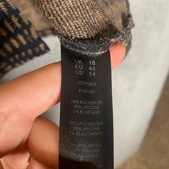 Asos womens 14 herringbone black mini skirt zip front knit geometric stretch - Picture 3 of 9